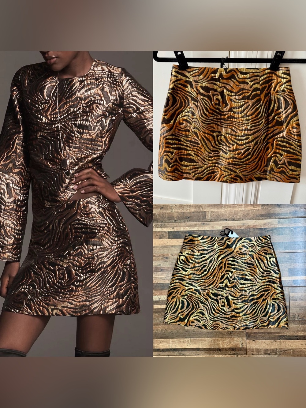 English Factory Endless Rose Foil Mini Skirt Gold Metallic Sz XS